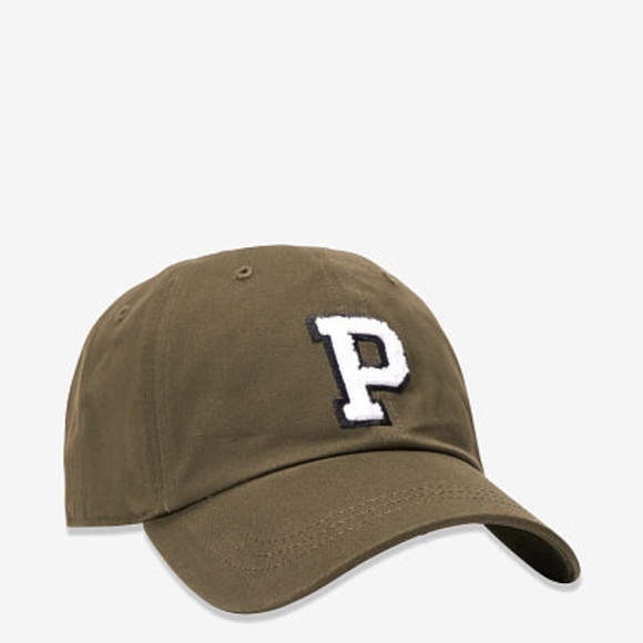 PINK Victoria's Secret Accessories - Victoria's Secret PINK Baseball Hat, P Logo Olive
